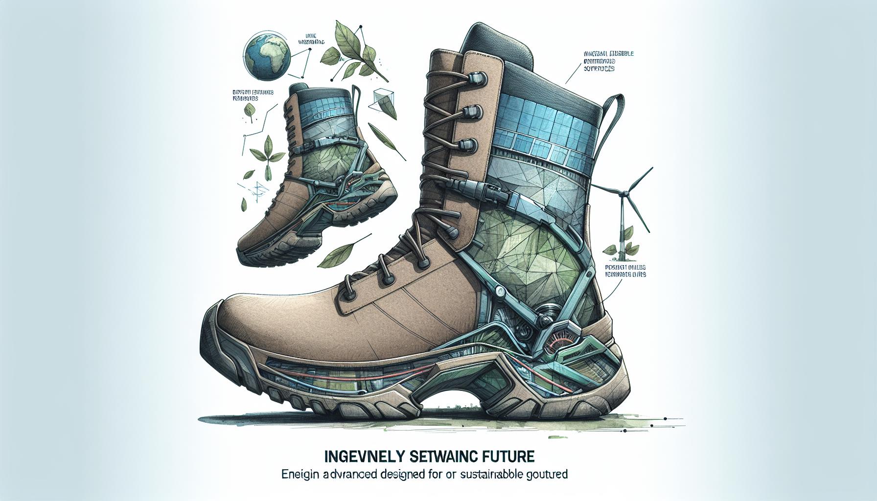 持続可能な未来のブーツが再生可能エネルギーを利用する様子