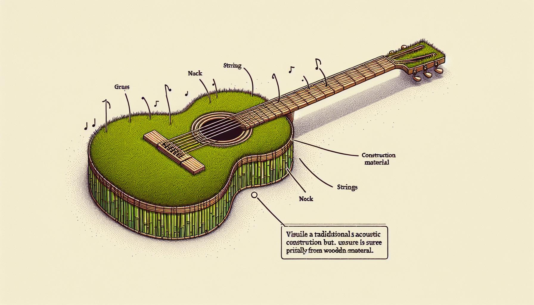 草素材を使用したアコースティックギターの図