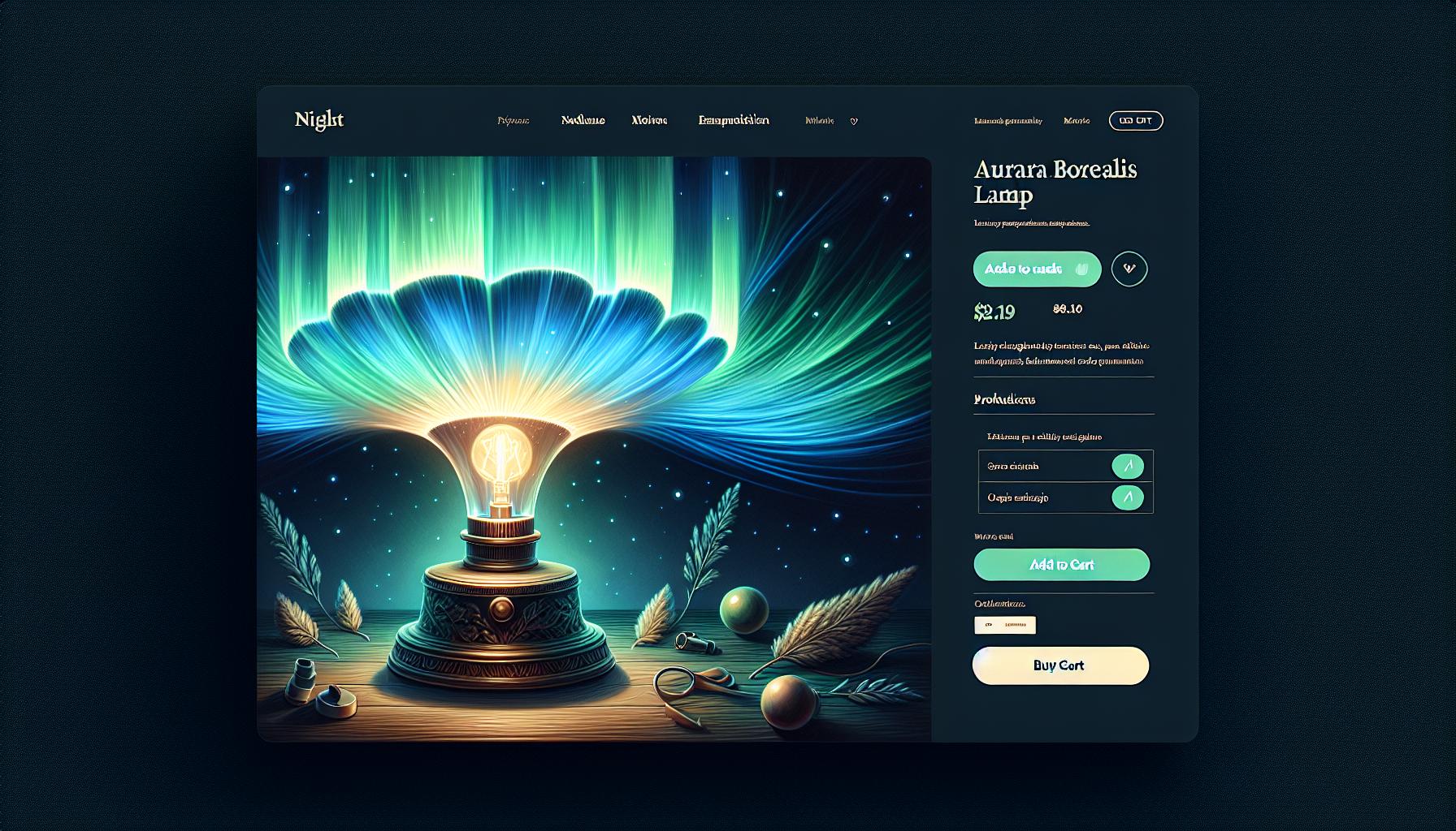 オーロラランプの購入ページのスクリーンショット