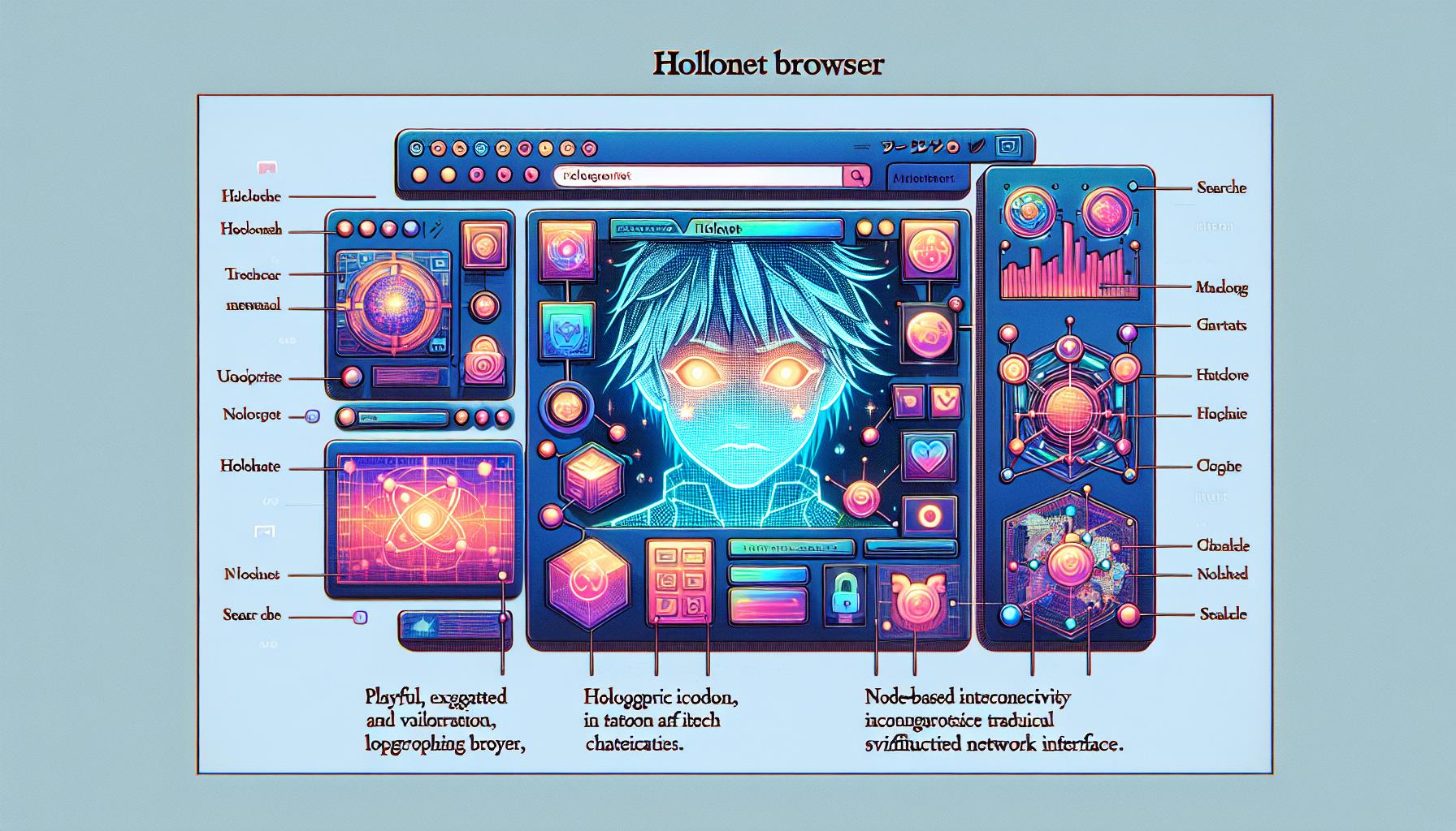 HoloNetブラウザーの未来的なインターフェース