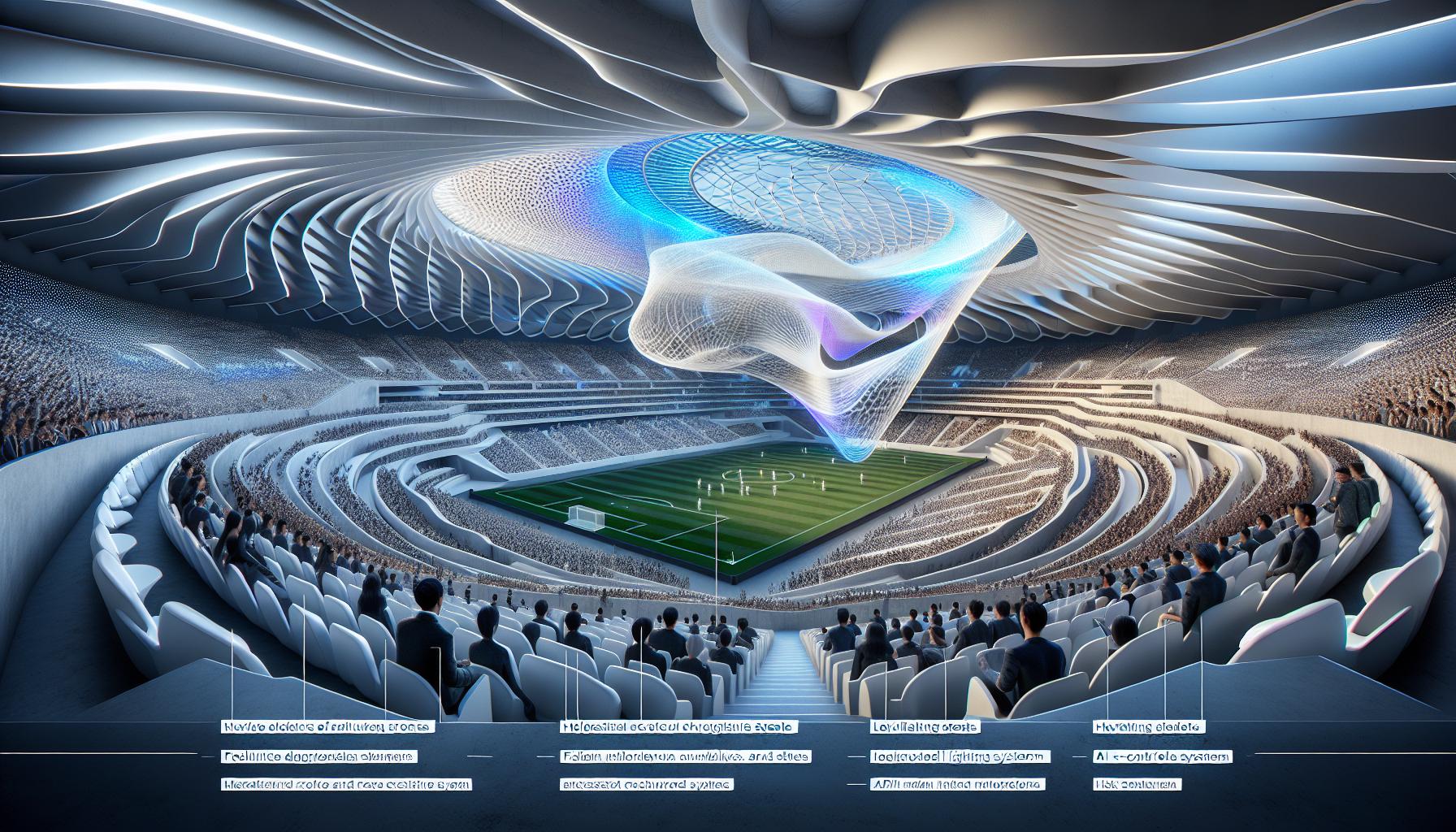 未来のフットボールスタジアムの内部